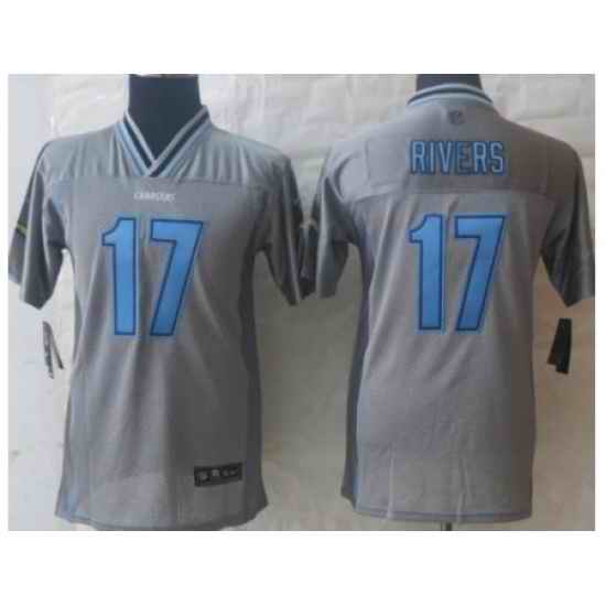 Youth Nike San Diego Chargers 17 Philip Rivers Grey Vapor Elite Jerseys